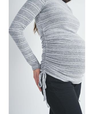 Maternity Striped Side Long Ruched Top
