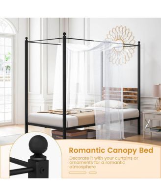  4-Post Canopy Bed Frame Rustproof Metal Noise-free with Foot Pads