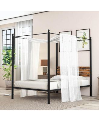 4-Post Canopy Bed Frame Rustproof Metal Noise-free with Foot Pads