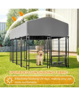  Dog Crate with UV-Resistant Waterproof Cover in Grey