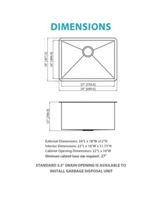 huluwat 24x18x12 Inch Undermount Gunmetal Black Laundry Utility Sink 16 Gauge T304 Stainless Steel Deep Single Bowl