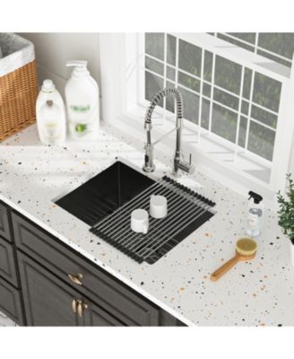 huluwat 24x18x12 Inch Undermount Gunmetal Black Laundry Utility Sink 16 Gauge T304 Stainless Steel Deep Single Bowl