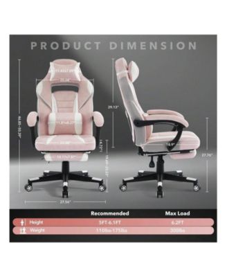 Video Gaming Chair With Massage Lumbar Support And Footrest Height Adjustable Big And 50.3inch Tall Ergonomic PU Leather