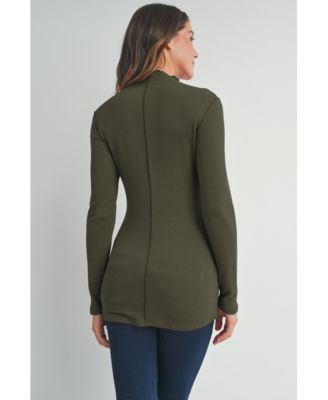 Maternity Mock Neck Long Sleeeve Ribbed Top