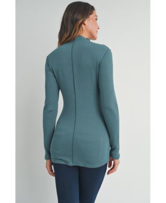 Maternity Mock Neck Long Sleeeve Ribbed Top