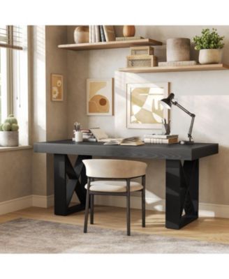 Rectangle Dining Table for 4-6 People, Farmhouse Thick Appearance Design, Rectangular Kitchen Dinner Table