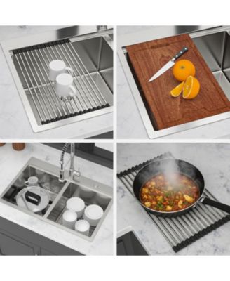 33x22x10inch Topmount Double Bowl Kitchen Sink 16 Gauge Stainless Steel Brushed Nickel