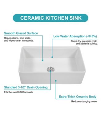 33x20x10inch White Porcelain Ceramic Single Bowl Workstation Kitchen Sink with Full Accessories