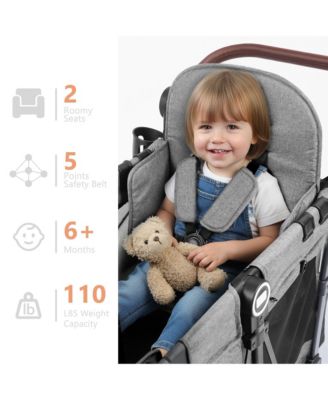 All-Terrain Wagon Stroller for Two Kids with Canopy, Snack Tray and Shock-Absorbing Wheels