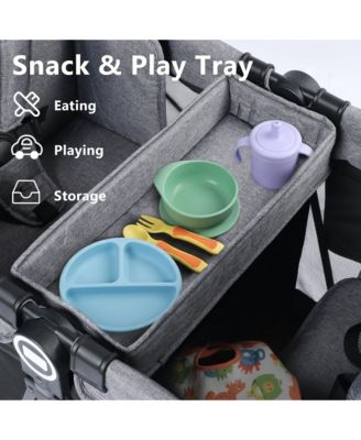 All-Terrain Wagon Stroller for Two Kids with Canopy, Snack Tray and Shock-Absorbing Wheels