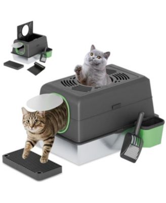 Extra Large Enclosed Stainless Steel Cat Litter Box Enclosure with Lid