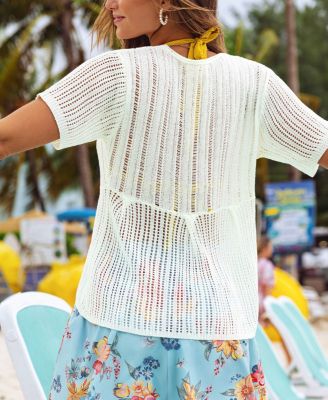 Women's Weekend in Paradise Beige Cover-Up Top