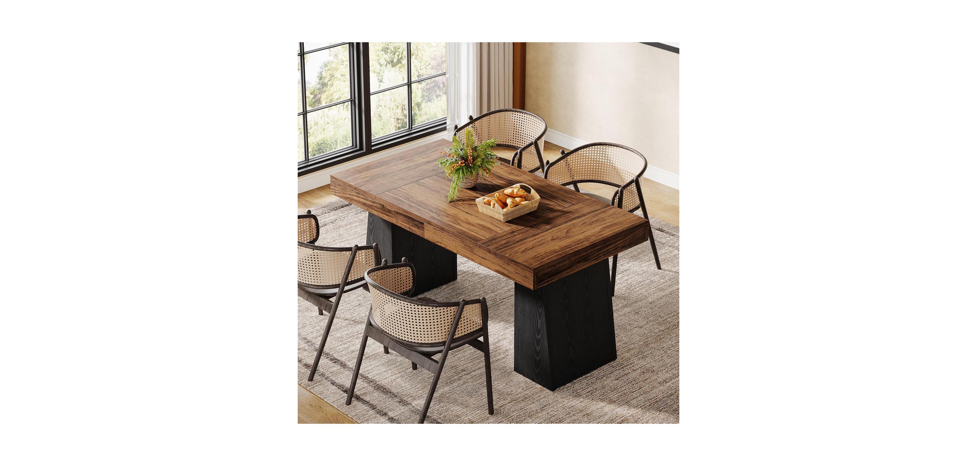 Tribesigns Dining Room Table for 4-6, 55-Inch Mid-Century Modern