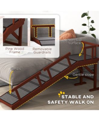 Dog Ramp with Removable Guardrails in Brown and Gray
