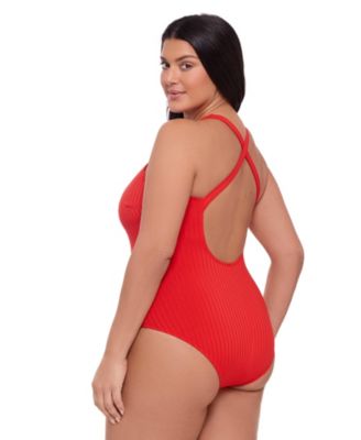 Women's S3 Sculpting Ribbed Scoop-Neck Crossback One-Piece Swimsuit