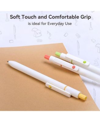 5Pcs Gel Pens, 0.5mm Black Ink Pens with Smooth Writing, Quick Dry Aesthetic Pens for Journaling and Note Taking (Ivory White)