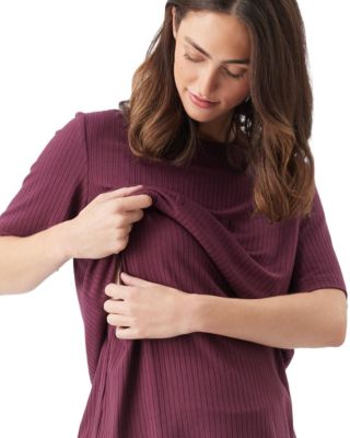 Maternity Ripe Mike Rib Nursing Top Maroon