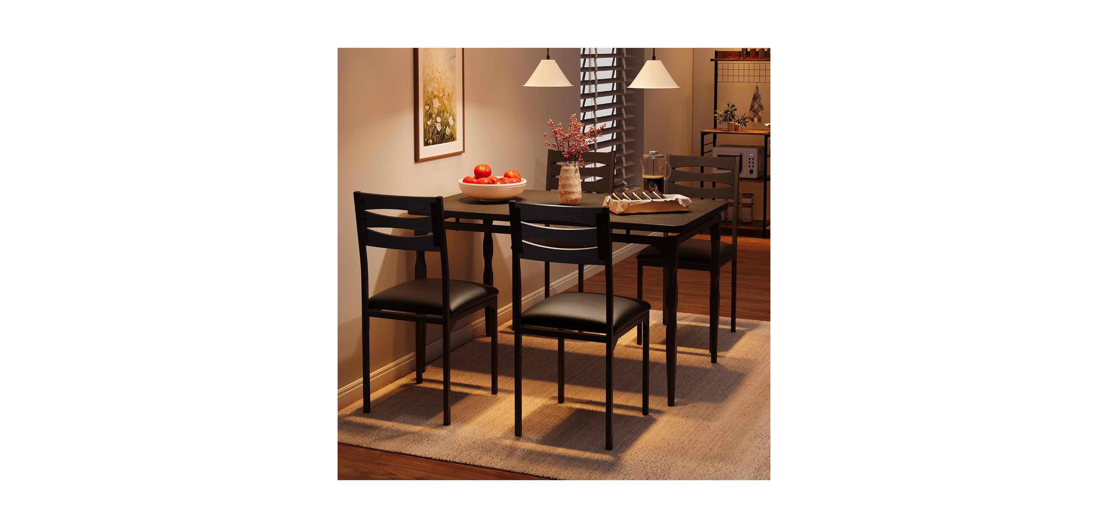 gaomon 5 Piecs Dining Table Set, Farmhouse Style and Chairs Set for 4, Room Kitchen Apartment, Modern Sturdy