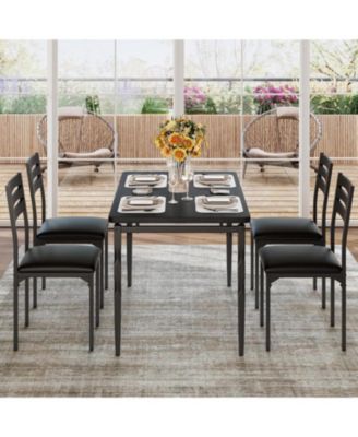 5 Piecs Dining Table Set, Farmhouse Style Dining Table and Chairs Set for 4, Dining Set for Dining Room Kitchen Apartment, Modern Sturdy Table