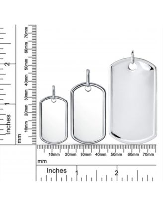 Large Classic Dog Tag Pendant Necklace .925 Sterling Silver With 24 Inch Ball Chain