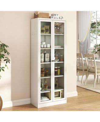 Metal Kitchen Pantry Cabinet - Storage with 5 Adjustable Shelves, Freestanding Cabinet for Kitchen, Living Room