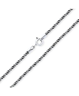 Bali Balinese Indonesian Black Rope Twist Chain Necklace Oxidized Sterling Silver 24 Inch