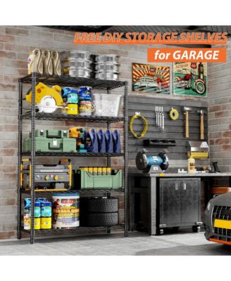 5-Tier 36 in W x 72 in H x 14 in D Height Adjustable Garage Wire Shelving Unit