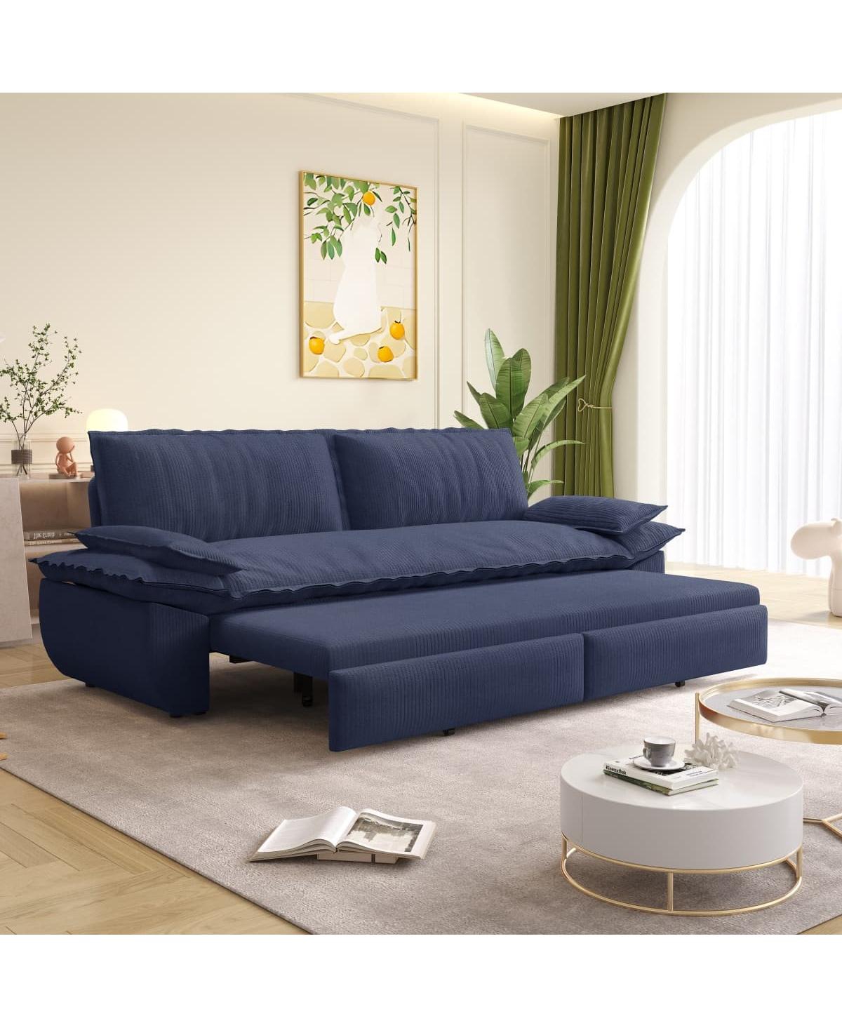 Maison Boucle Corduroy Queen Sleeper Sofa Bed with Pull-Out for Small Spaces