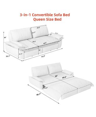 Corduroy Queen Sleeper Sofa Bed with Pull-Out for Small Spaces