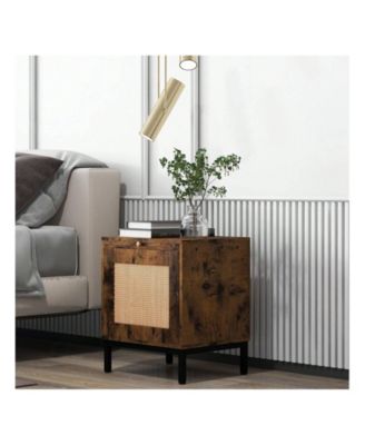 End Table Wood Nightstand With Storage Shelf