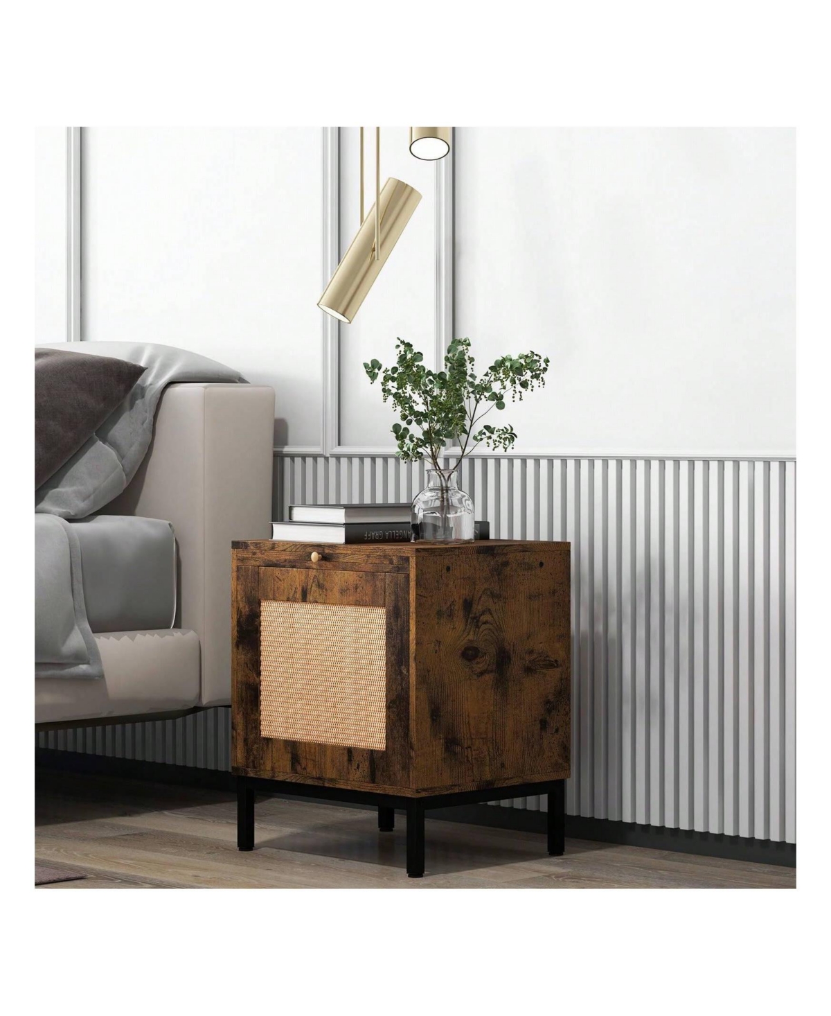 gaomon End Table Wood Nightstand With Storage Shelf