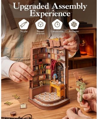 Book Nook Kit, DIY Miniature House Kit, 3D Wooden Puzzle Bookends,Bookshelf Decor, Simple Assembly Dollhouse Kit, Creative Unique Gifts