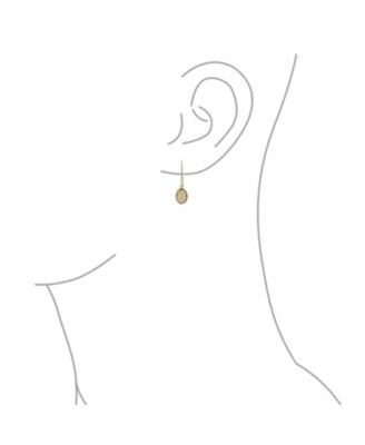 Classic 10K Gold Faceted Natural Stones Bezel Set Oval Drop Earrings