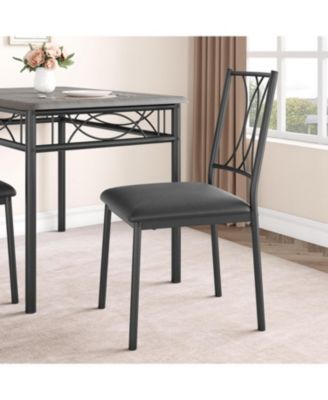 Small Dining Table Set for 4, Wooden Kitchen Table with 4 Upholstered Chairs, Space Saving Compact Dining Table Ideal for Kitchen