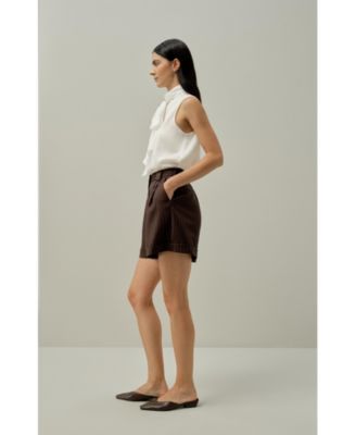 Women's Sleeveless Tie-Neck Silk Blouse