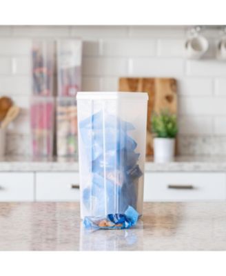 USA Vertical Plastic Flip Top Storage Containers with Lids for Home & Office, Clear, 4Pk