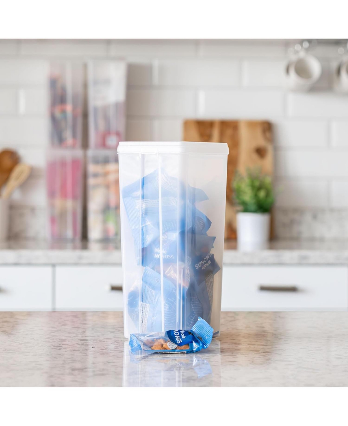 Iris Usa Vertical Plastic Flip Top Storage Containers with Lids for Home & Office, Clear, 4Pk