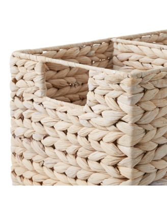 Stair Basket with Handles, Espresso Dark Brown - Woven Water Hyacinth Staircase Step Organizer Bin