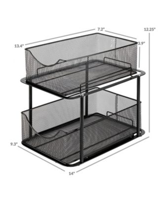 2 Tier Baskets with Mesh Sliding Drawers - Ideal Cabinet, Under the Sink - Great for Bathroom, Kitchen, Office, etc