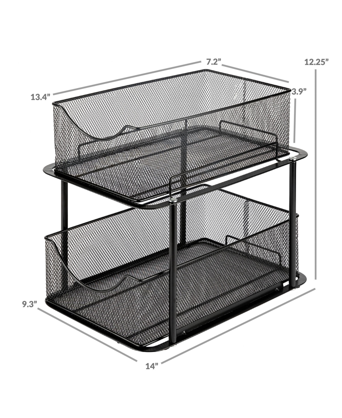 Sorbus 2 Tier Baskets with Mesh Sliding Drawers - Ideal Cabinet, Under the Sink Great for Bathroom, Kitchen, Office, etc