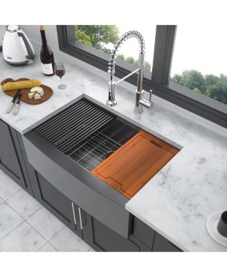 Farmhouse Kitchen Sink Workstation Apron Front Stainless Steel 16 Gauge