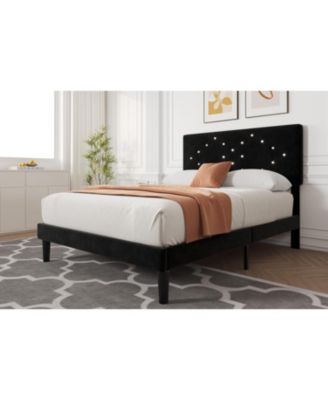 Easy Assembly Full Bed Frame Upholstered Platform Bed Space Saving, for Living Room, Guest Room