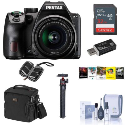 KF DSLR Camera with DA L 18-55mm f/3.5-5.6 AL WR Lens, Bundle with Alpine 160 Shoulder Bag, 32GB Memory Card, MT-11 Tripod, PC Software Kit