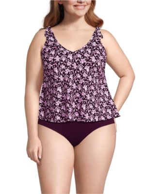 Plus Size Tie Shoulder Flutter Tankini Top 22.5"