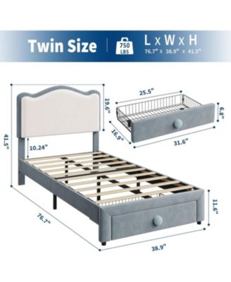 Easy Assembly Twin Size Upholstered Bed Frame Space Saving, for Living Room, Guest Room