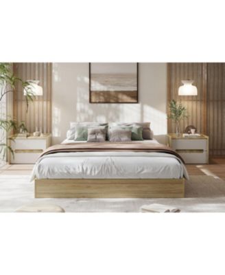 Easy Assembly King Size Wood Platform Bed Frame Space Saving, for Living Room, Guest Room