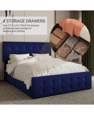 Easy Assembly Queen Size Bed Frame Space Saving, for Living Room, Guest Room