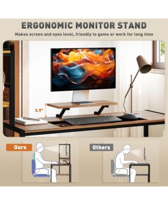 Computer Desk with Monitor Sd 4-Tier Shelf Home Office Desk