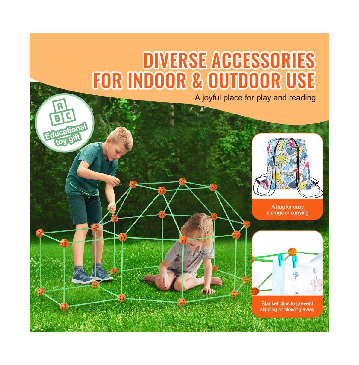 Slickblue Fort Building Kit for Kids, 85PCS Glow in The Dark Stem Building Toys, Educational Gift for Old Boys & Girls