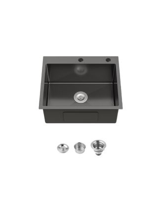 23x19inch Black Stainless Steel Kitchen Sink Undermount Single Bowl Handmade